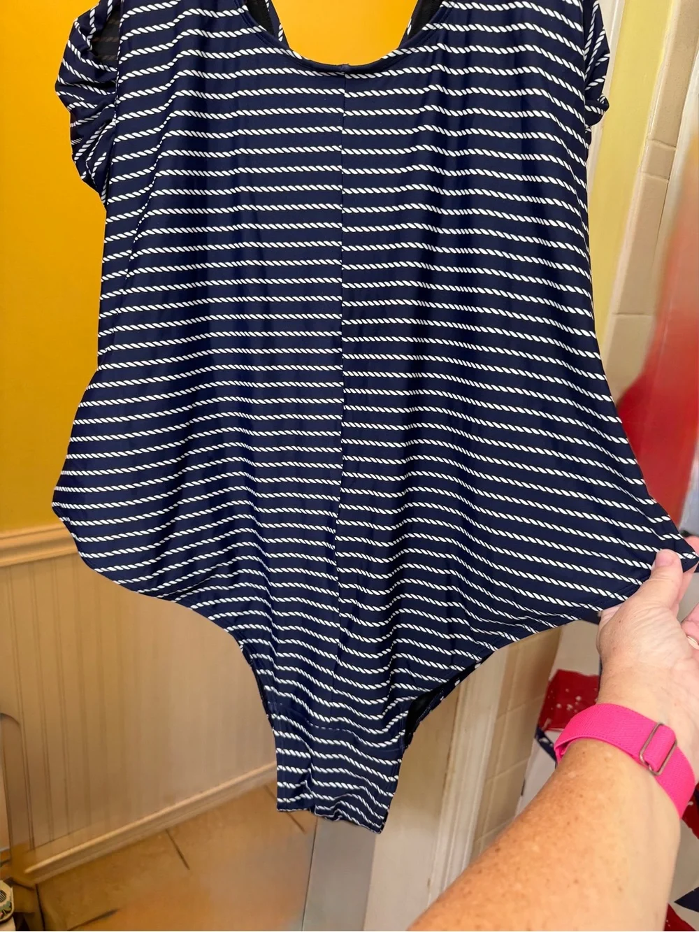 Avenue Navy and White Striped One-Piece Swimsuit